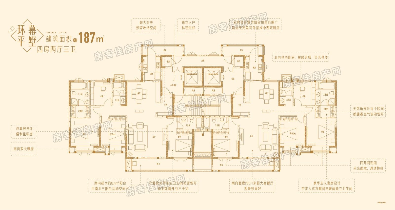 荆门龙山中央商务区环幕平墅户型图_首付预算_4室2厅3